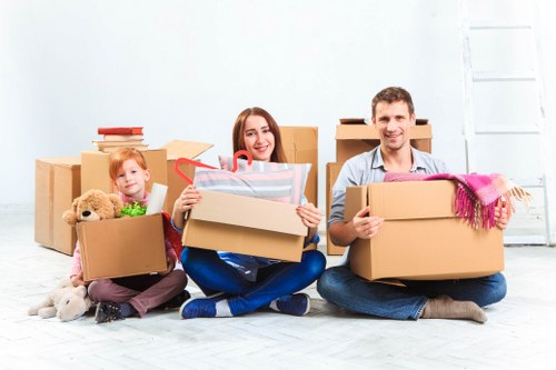 Carefully organised boxes ready for a Westminster apartment move