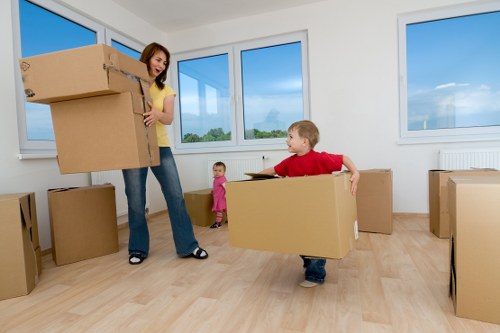 Professional team loading office equipment during a Westminster move