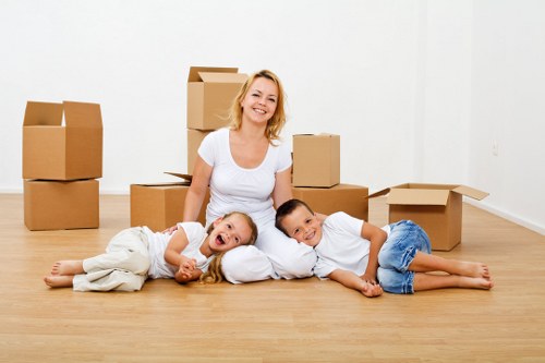 Collected household furniture ready for transport in Westminster