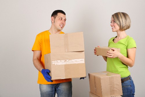 Packing materials and labelled boxes prepared for a Westminster move